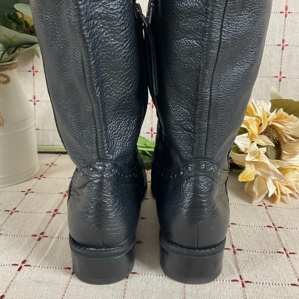 💐HP💐 Sam Edelman Prina Studded Soft Black Leather Knee High Riding Boots 6.5 - Picture 5 of 11
